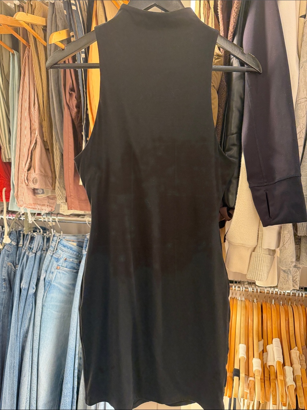 Naked Wardrobe Black Sleeveless Mock Neck Dress